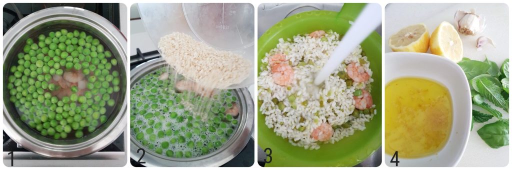 salade de riz avec petits pois et crevettes