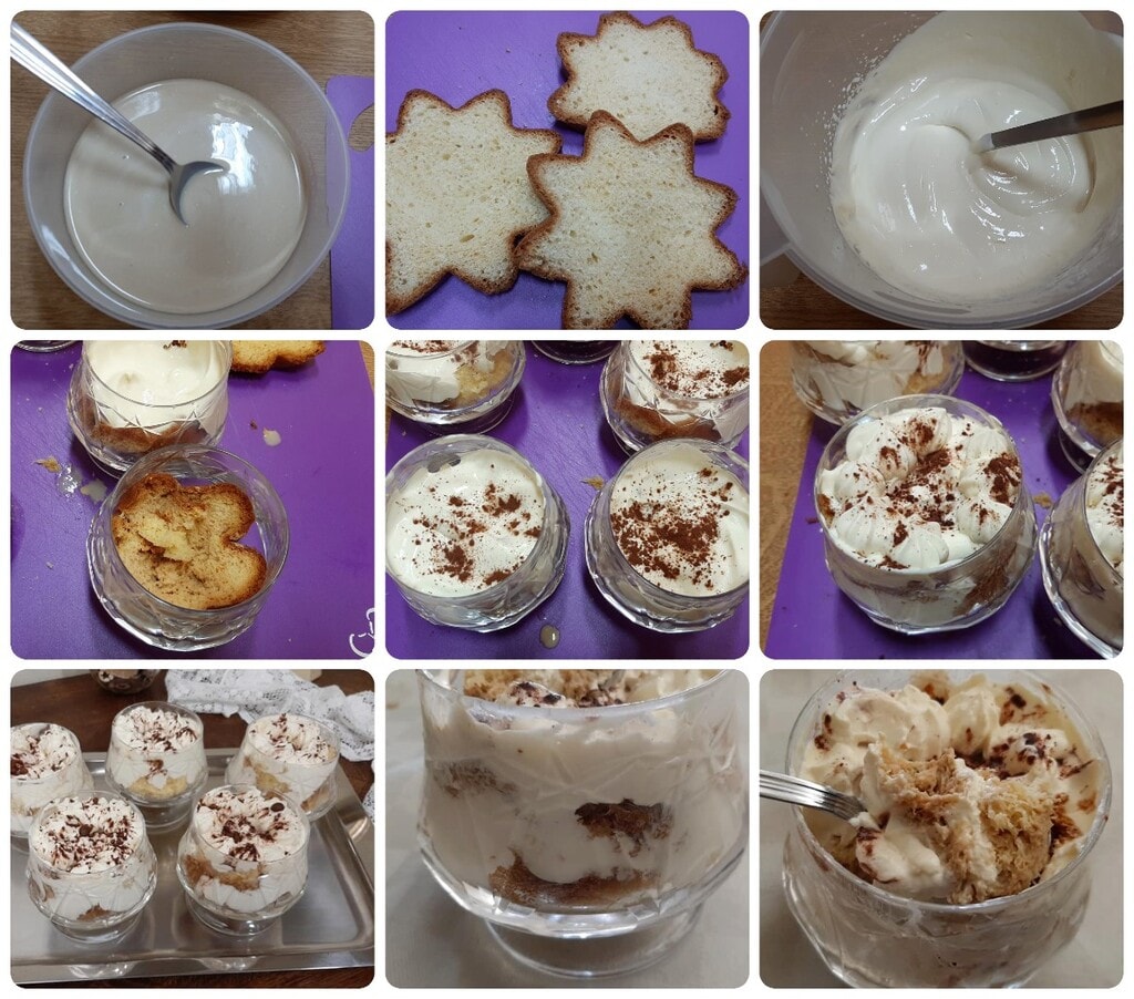 Pandoromisù dans des coupes gourmandes au café tiramisù avec pandoro