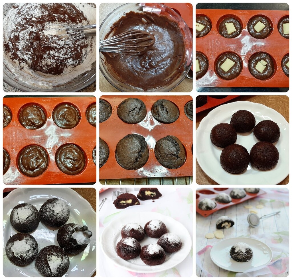 Petits gâteaux au cacao avec cœur de chocolat blanc