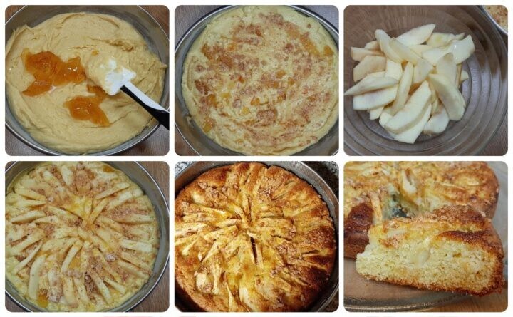 gâteau aux pommes avec confiture et amaretti secs