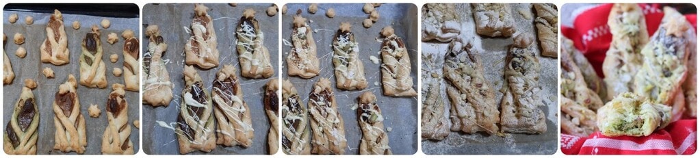 Triangles feuilletés farcis arbres de Noël sucrés