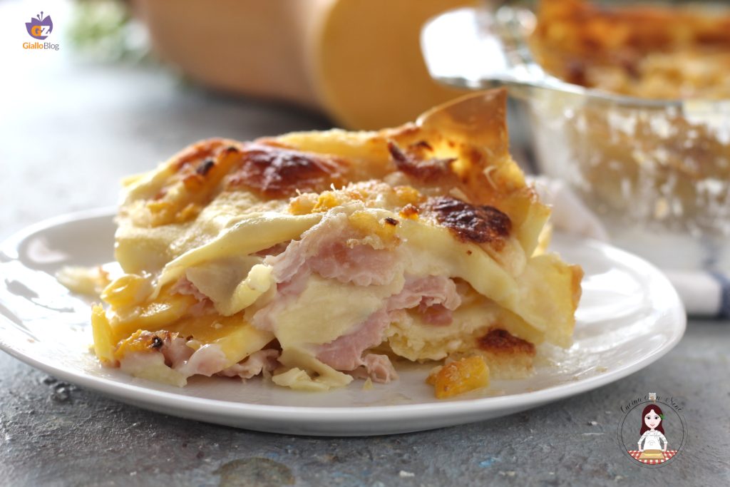 Lasagnes avec potiron, scamorza et jambon