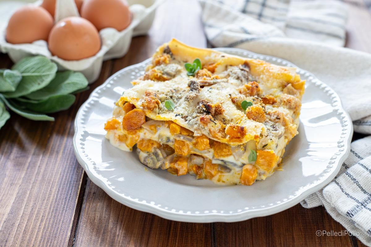 Lasagnes avec potiron et champignons