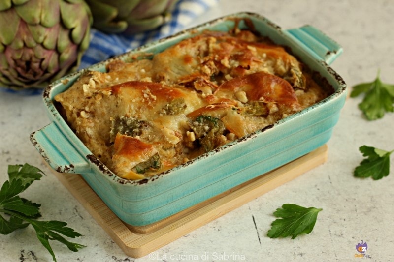 Lasagnes aux artichauts et noix