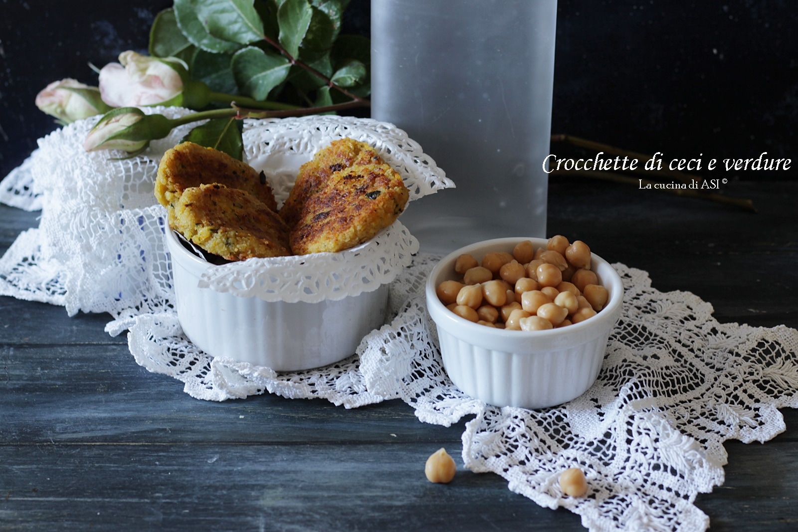 Croquettes de pois chiches et légumes au four