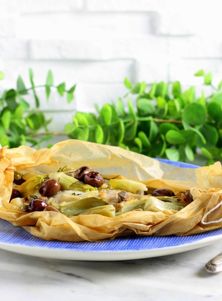 Lotte avec puntarelle en papillote