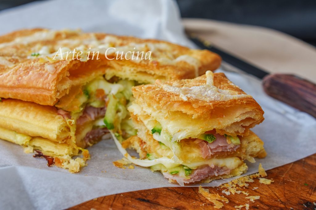 Millefeuille salé avec courgettes et jambon