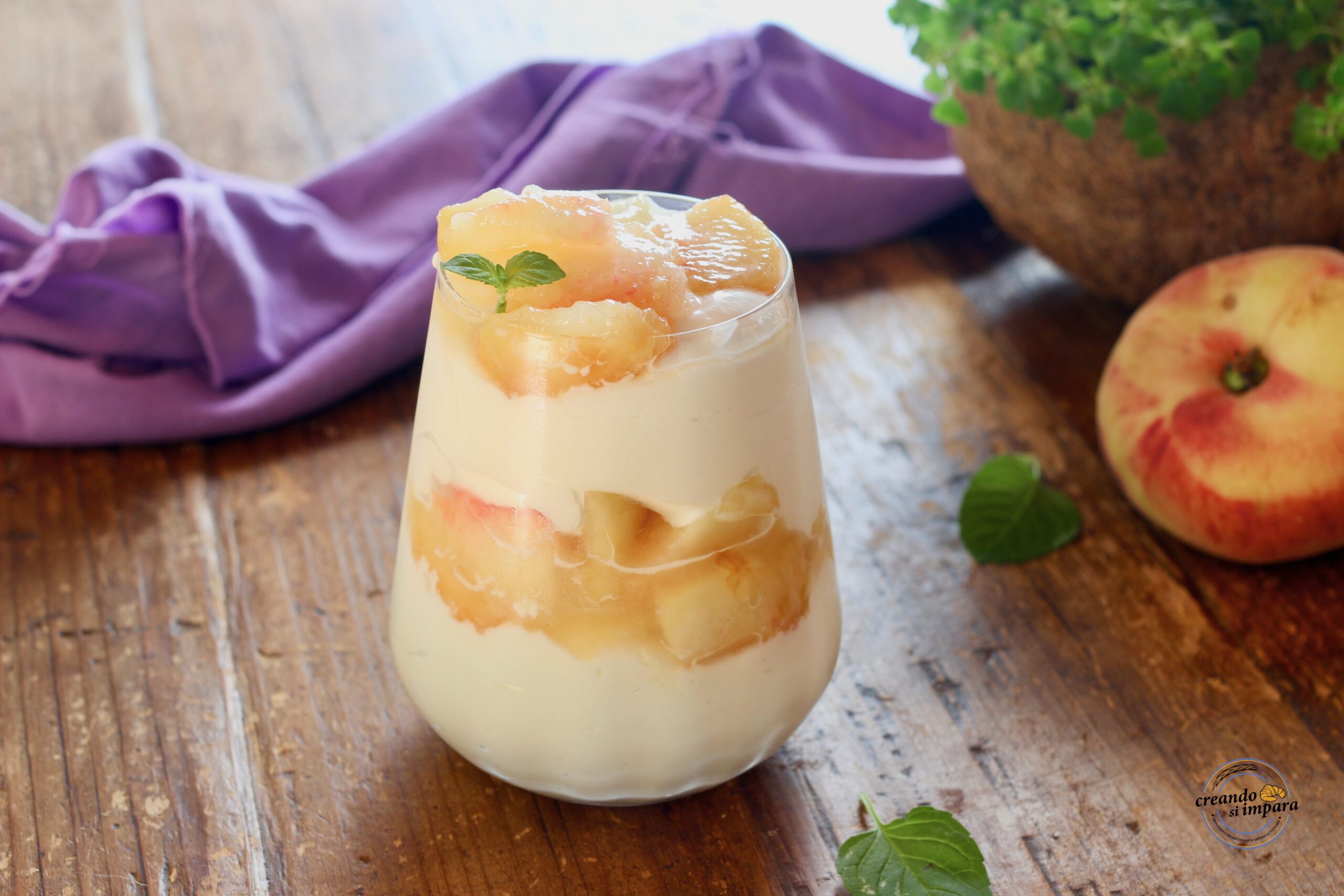 Mousse de yaourt aux pêches
