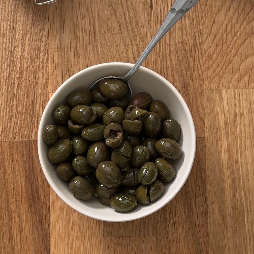 olives adoucies et sans noyau écrasées