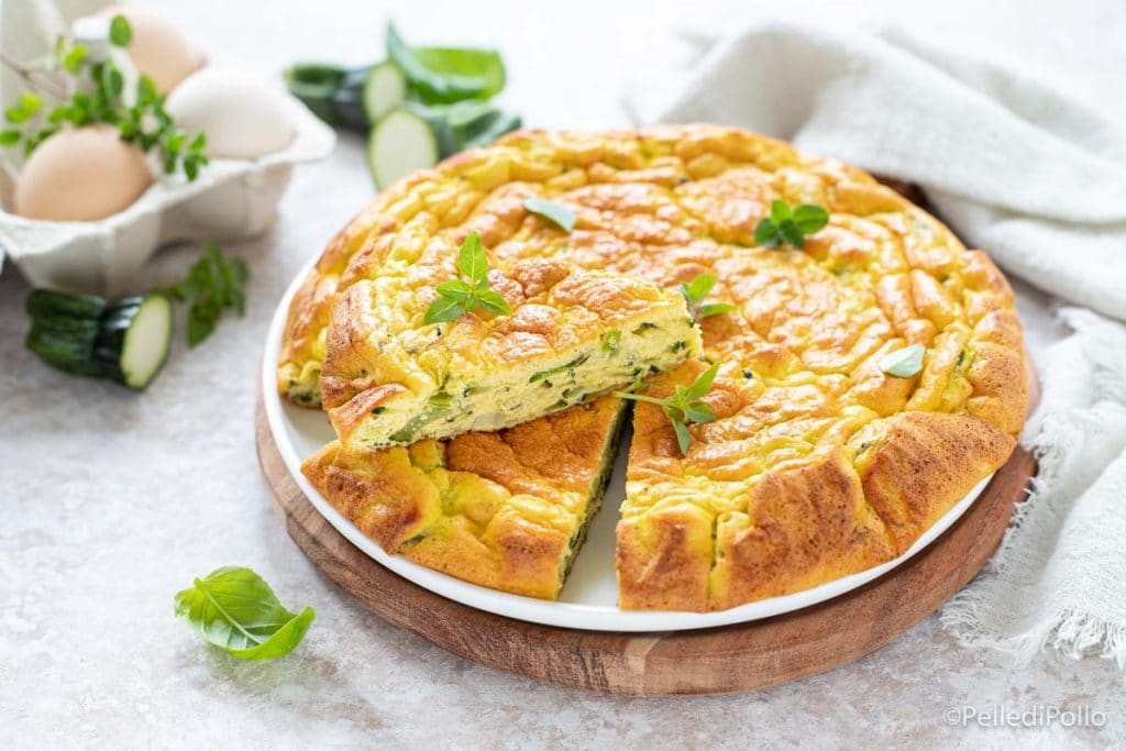 omelette aux courgettes et oignons nouveaux