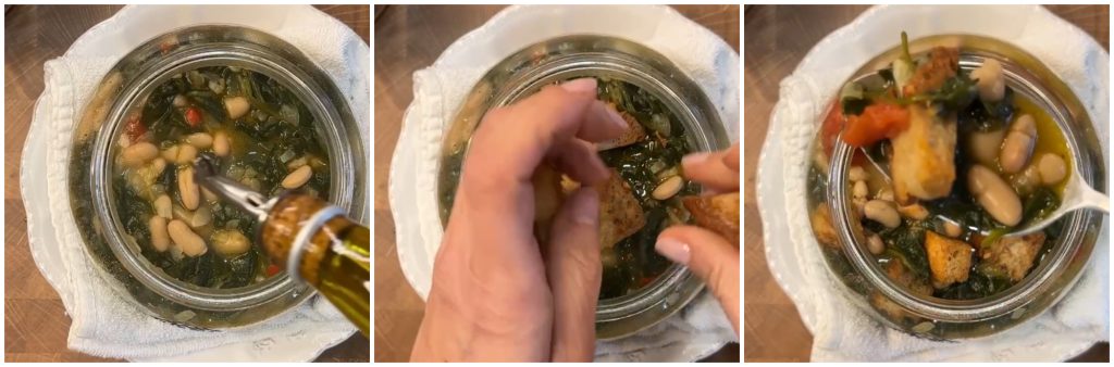 Soupe de haricots cannellini et épinards en cuisson sous vide