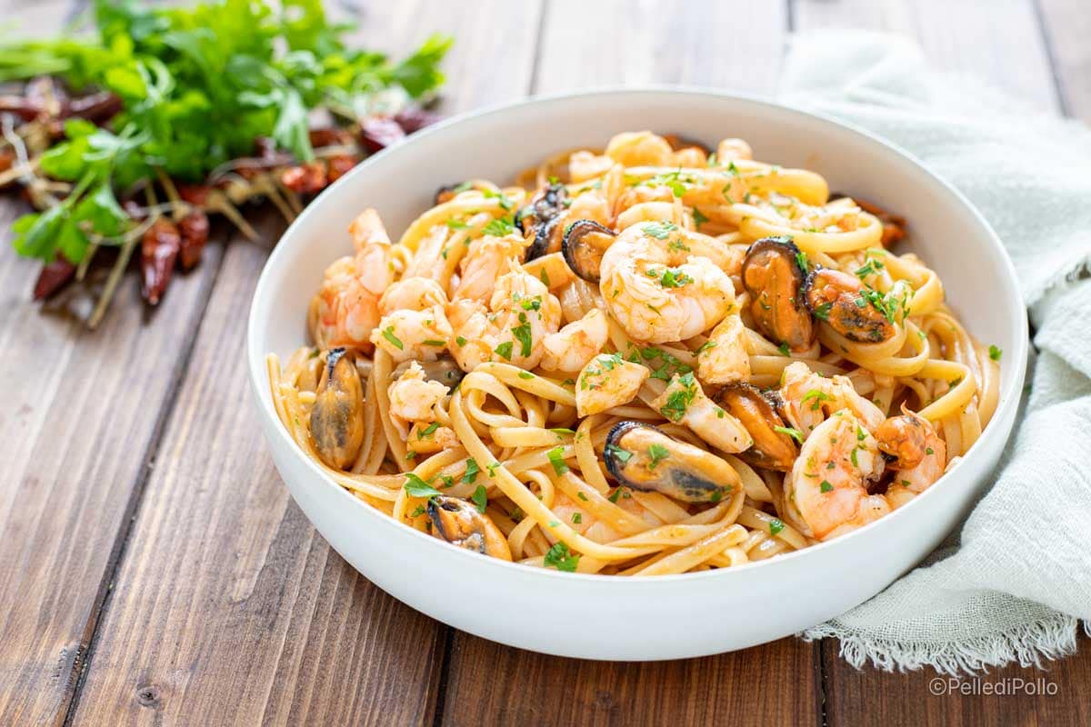 Pâtes aux moules et crevettes