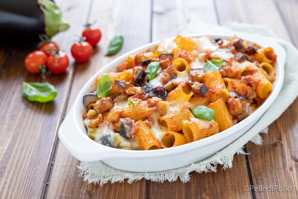 Pâtes au four avec aubergines et mozzarella