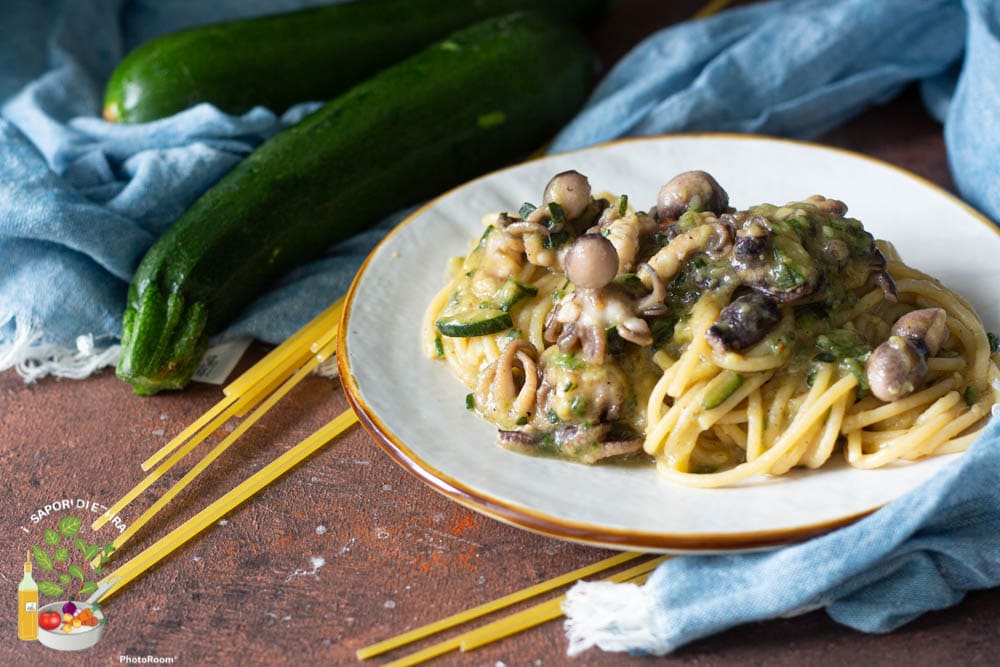 Pâtes aux petits poulpes et courgettes crémeuses