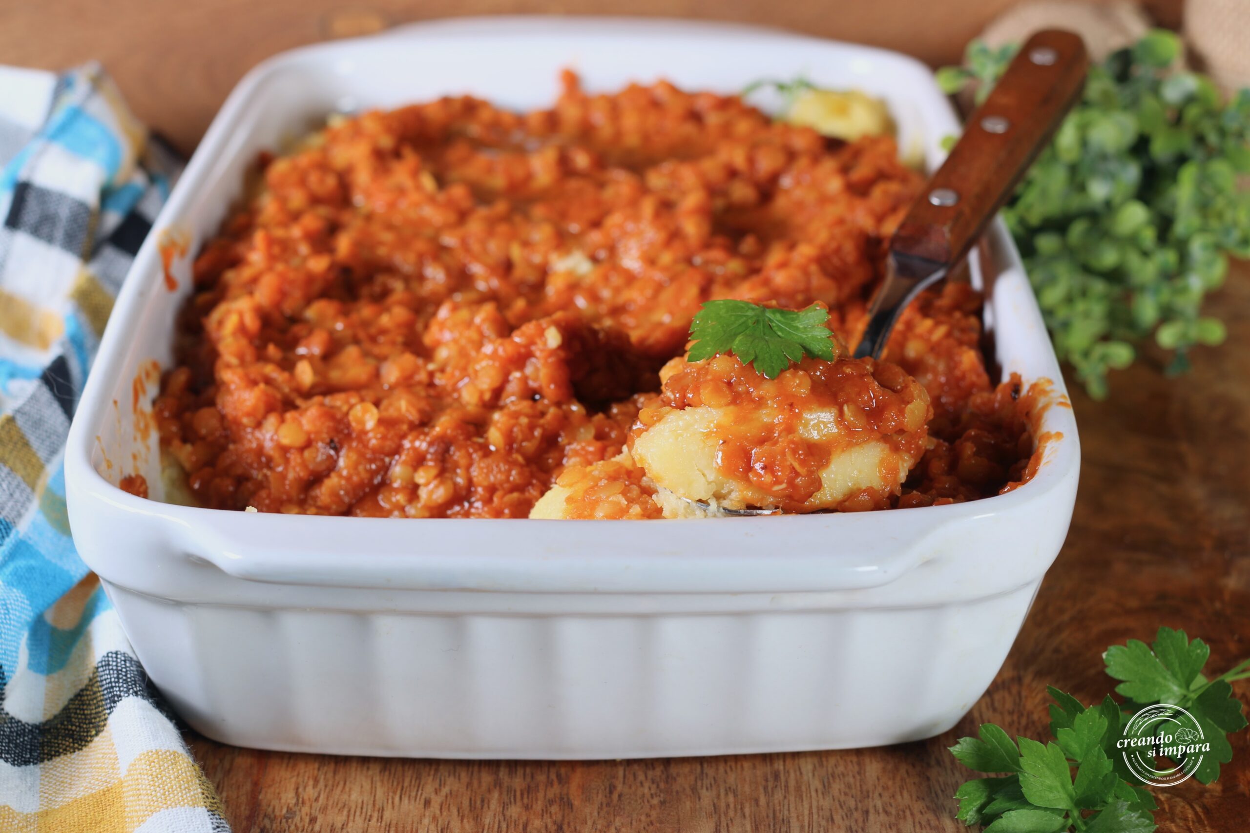 Polenta avec ragoût de lentilles