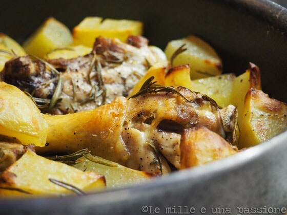 Poulet rôti avec pommes de terre