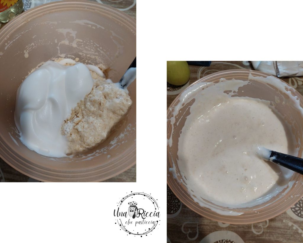 préparation petits gâteaux semi-complets farine type 2 pommes et aquafaba sans œufs et sans lait