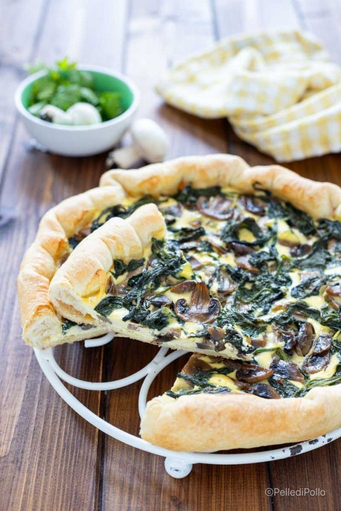 quiche aux champignons et épinards