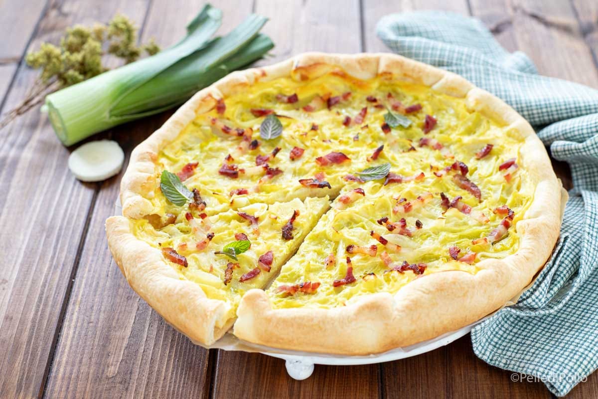 Quiche aux poireaux et speck