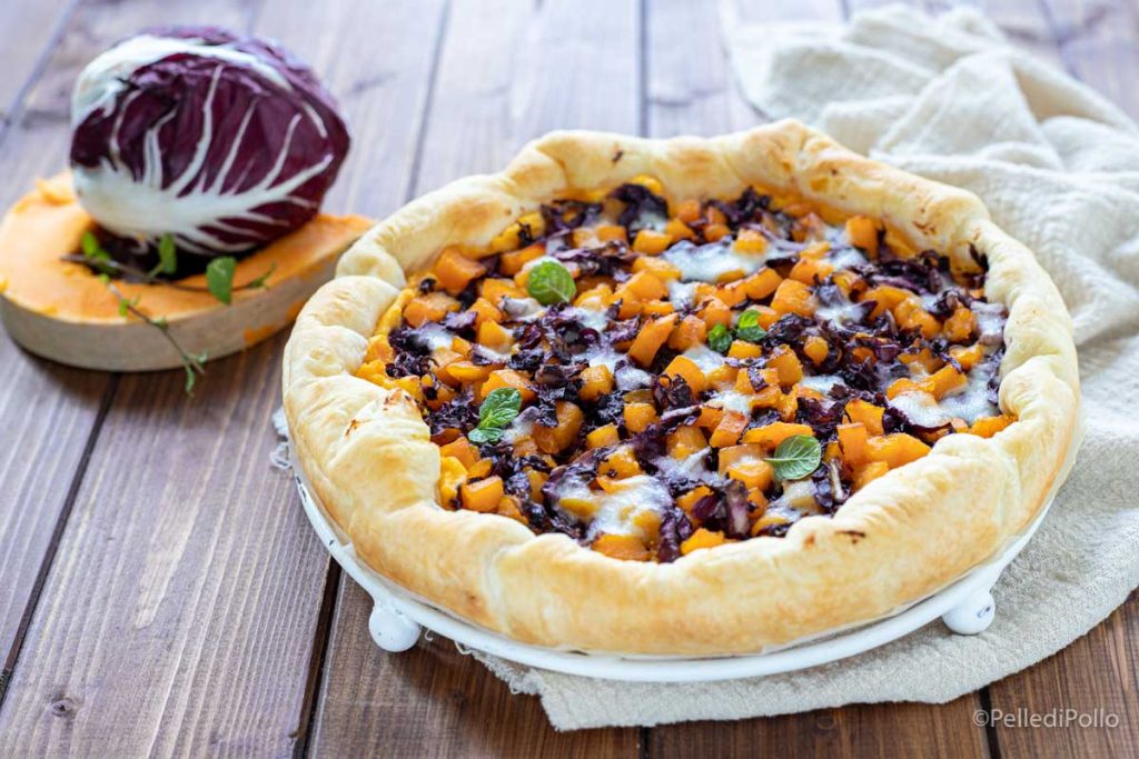 quiche salée avec potiron et radicchio