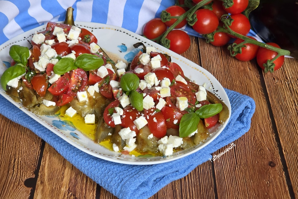 aubergines avec tomates cerises et feta