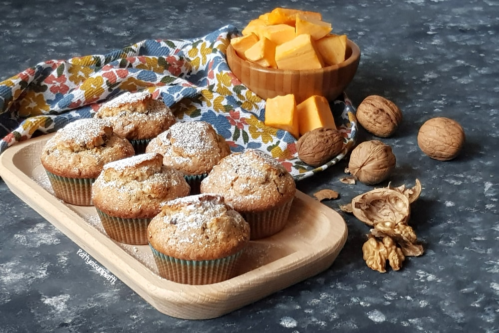 muffins à la citrouille avec noix et chocolat