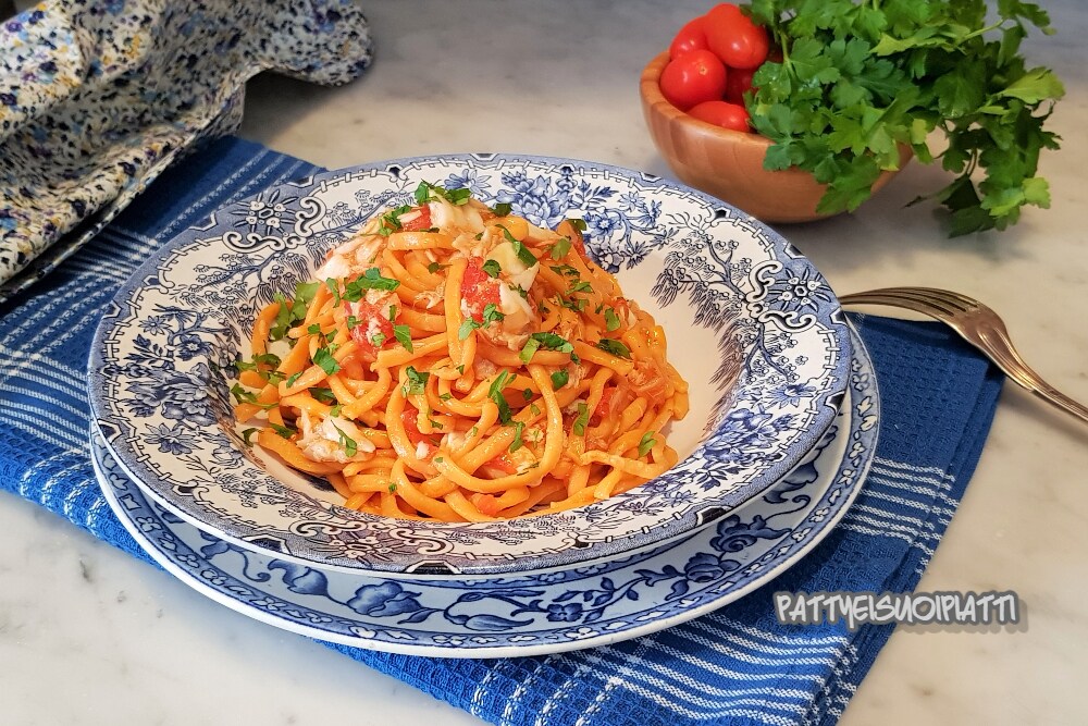 taglierini roses à la sauce de grondin