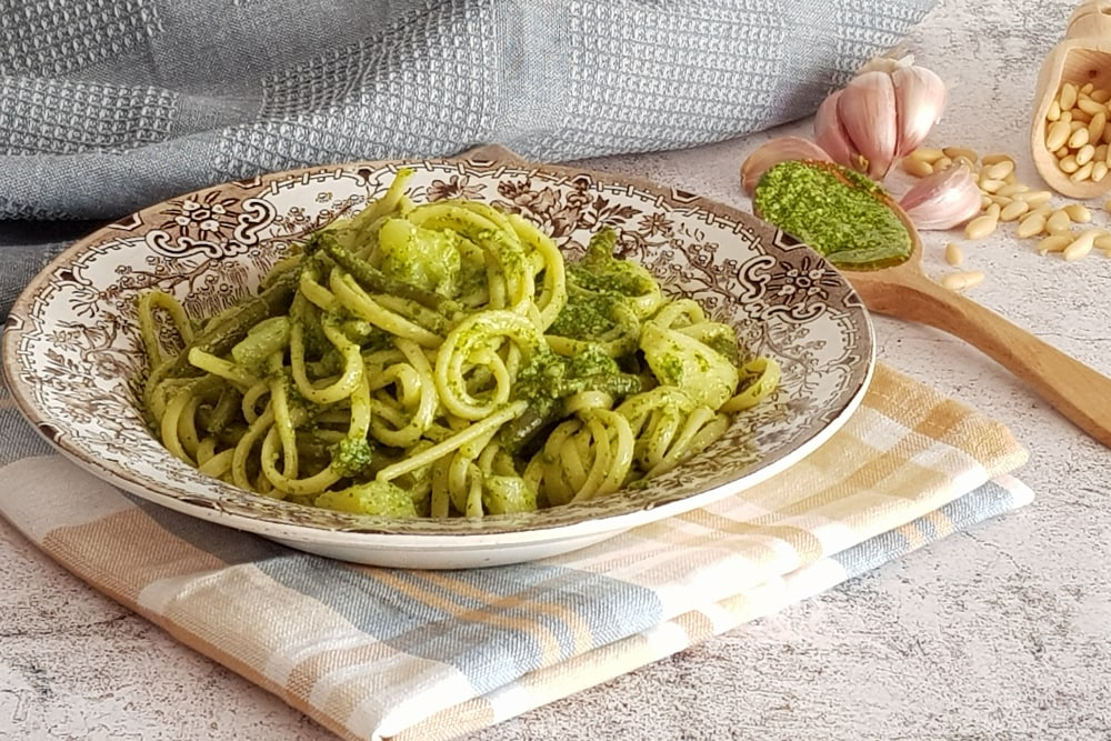 trenette au pesto avec haricots verts et pommes de terre