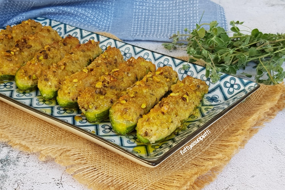 courgettes farcies à la mortadelle et aux pistaches