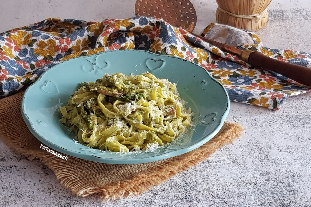 fettuccine lardons asperges et ricotta