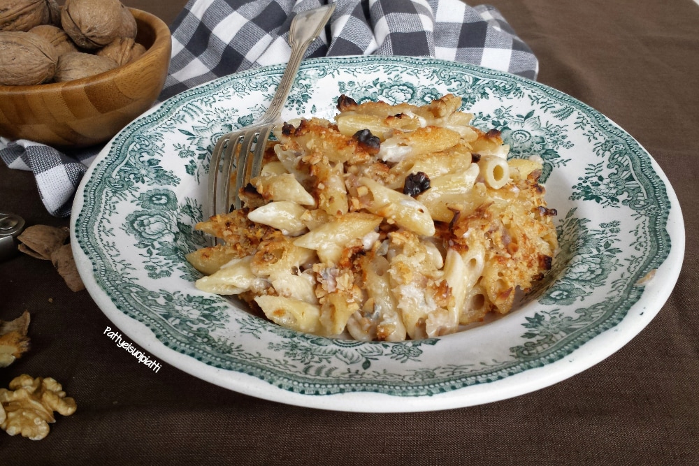 penne gratinées au gorgonzola et noix