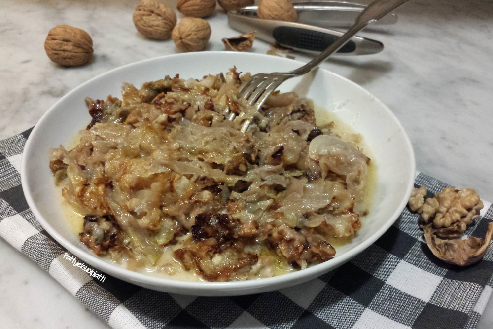 chou frisé avec gorgonzola et noix