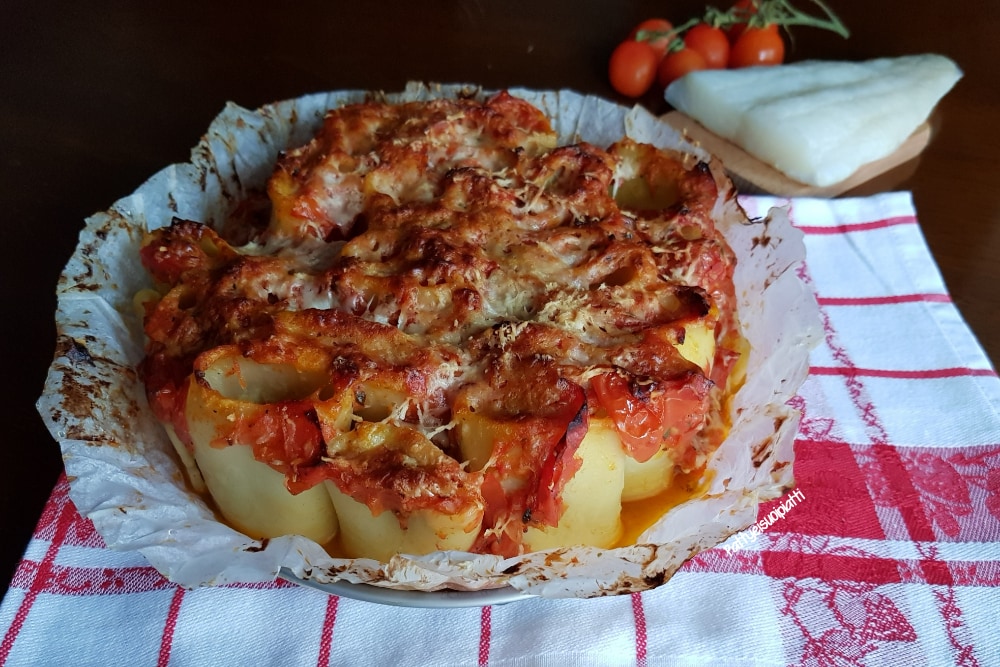 paccheri farcis de morue et pommes de terre