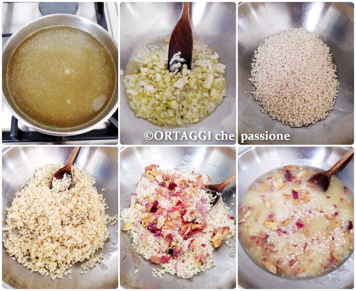 recette photo étape - bouillon et sauté risotto