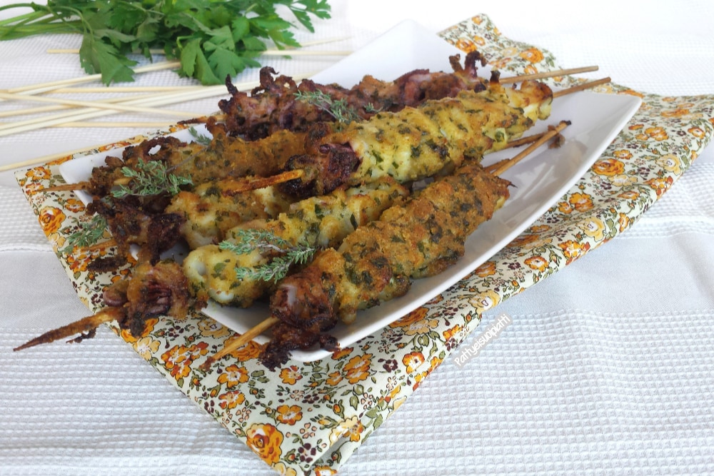 brochettes de calamars panées