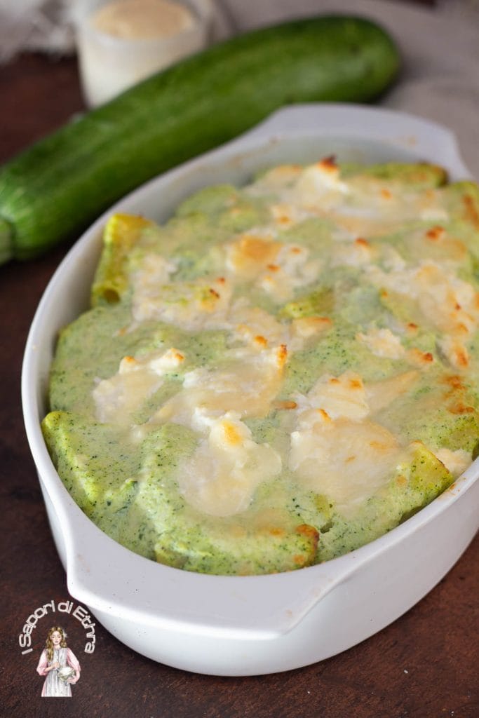 Pâtes aux courgettes au four et burrata