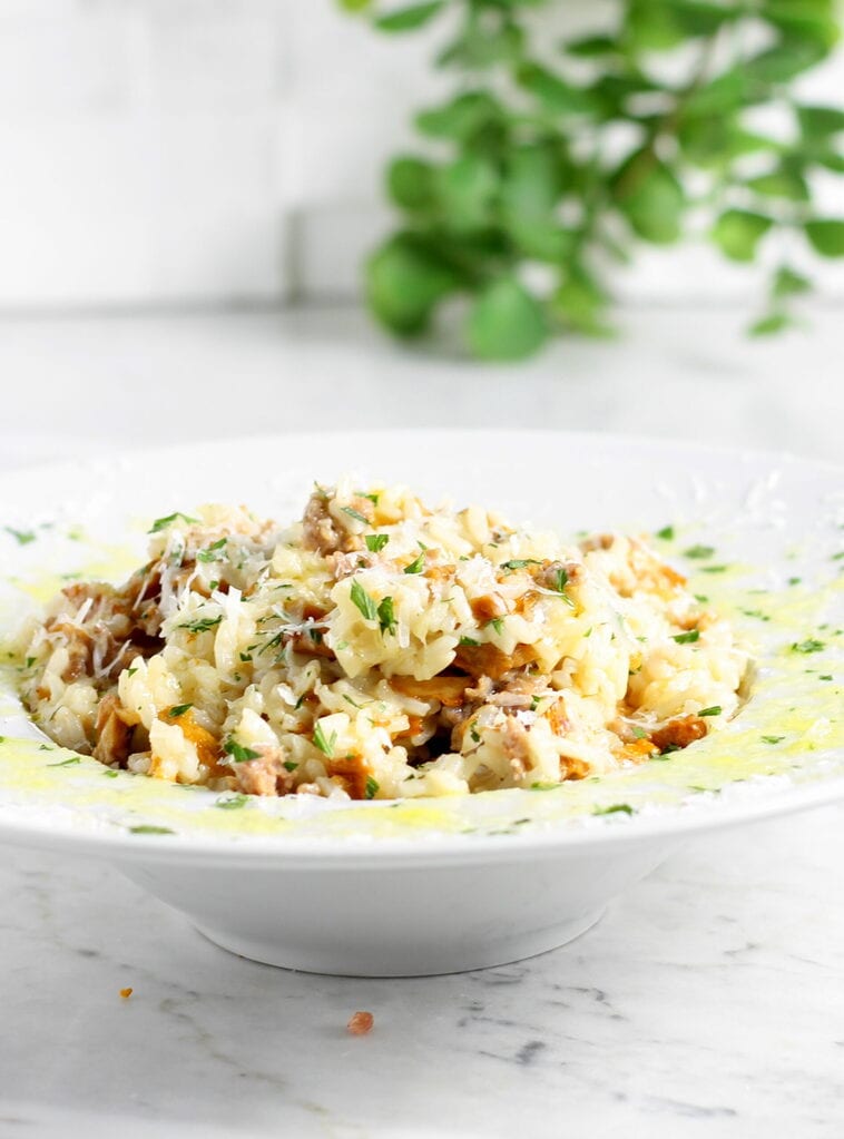 Risotto saucisse et girolles en cocotte-minute