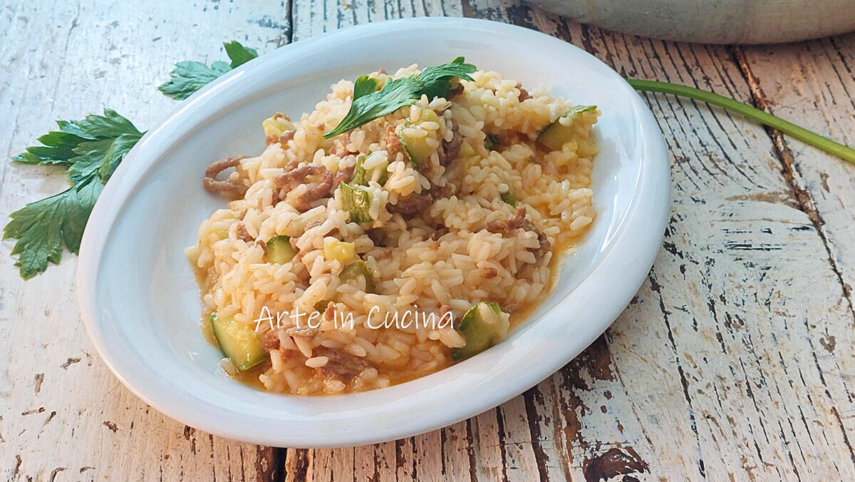 RISOTTO aux COURGETTES et viande hachée