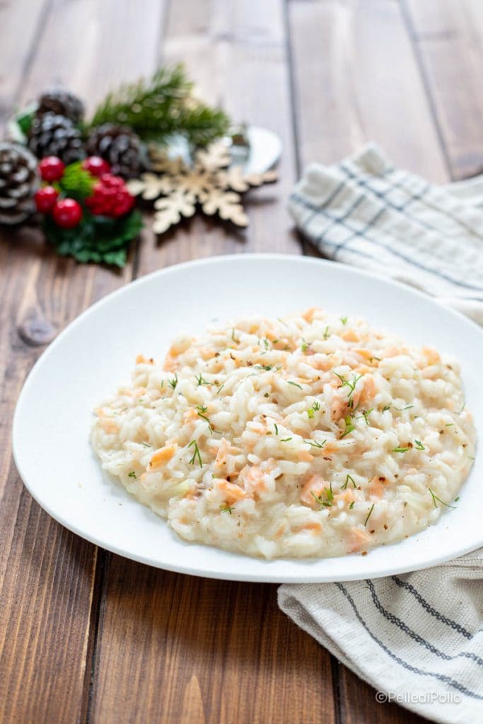 risotto crémeux avec saumon fumé