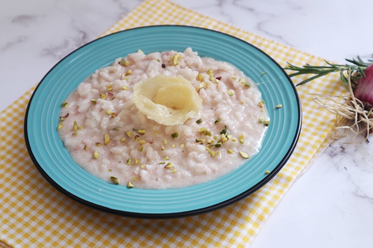 Risotto à la mortadelle et stracciatella