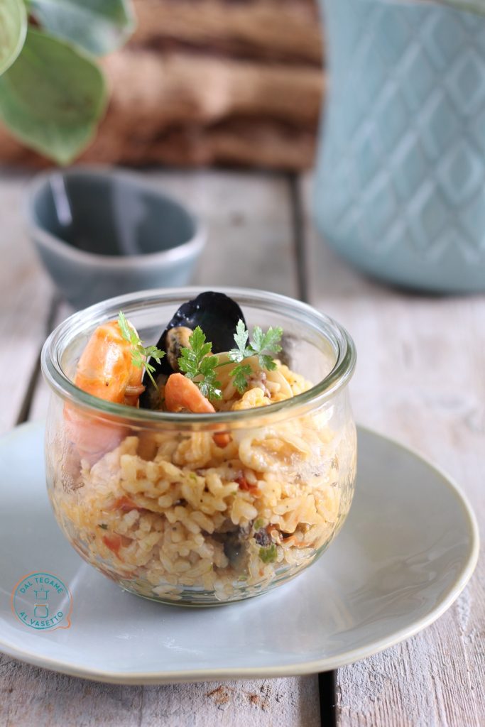 riz fruits de mer en bocal