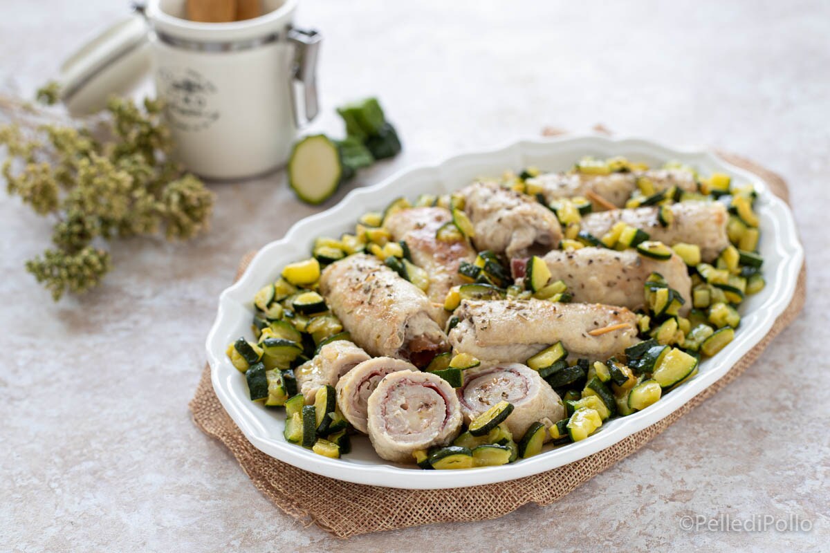 Roulades de longe avec speck et courgettes