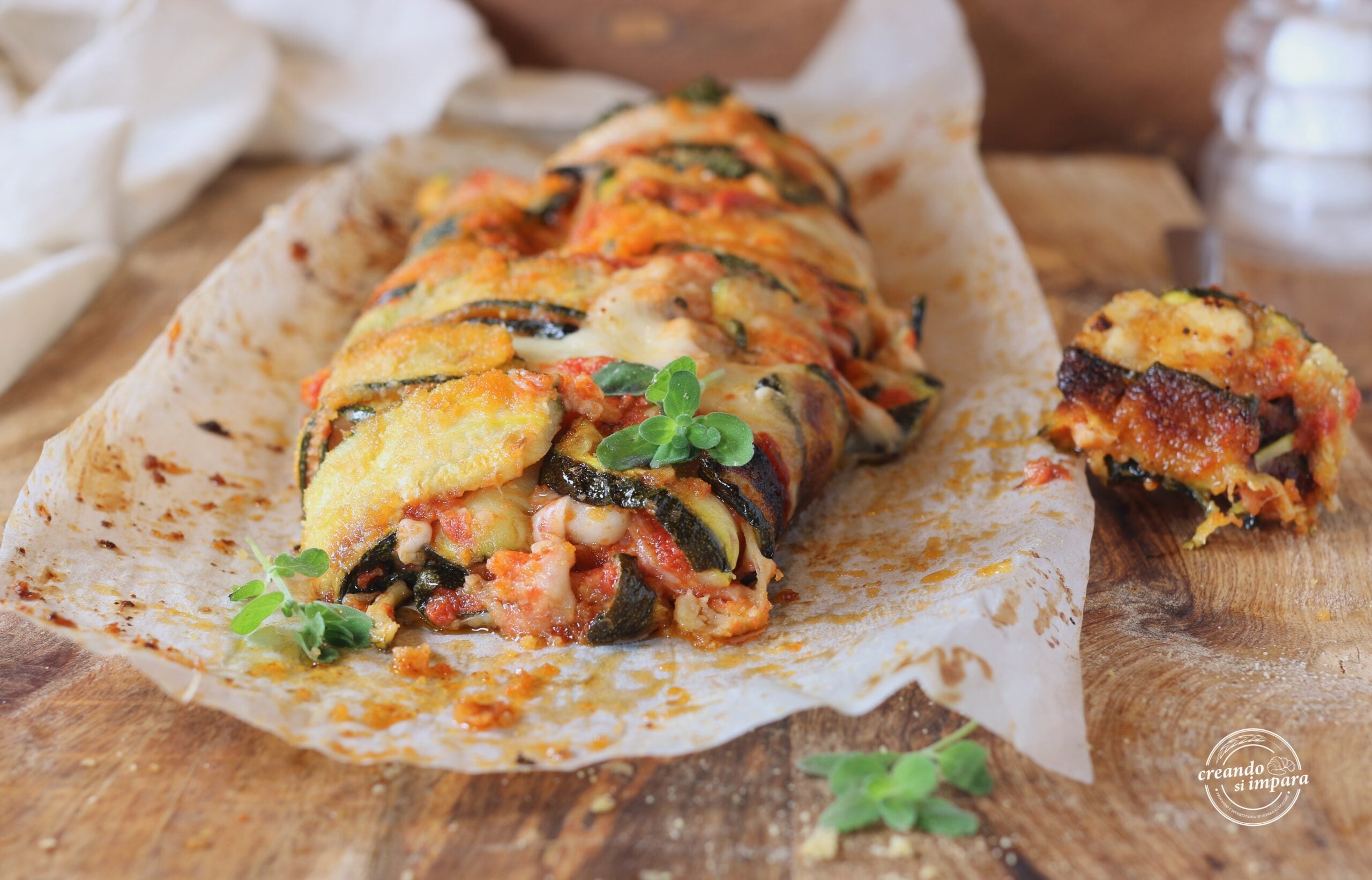 Roulé de courgettes à la pizzaiola