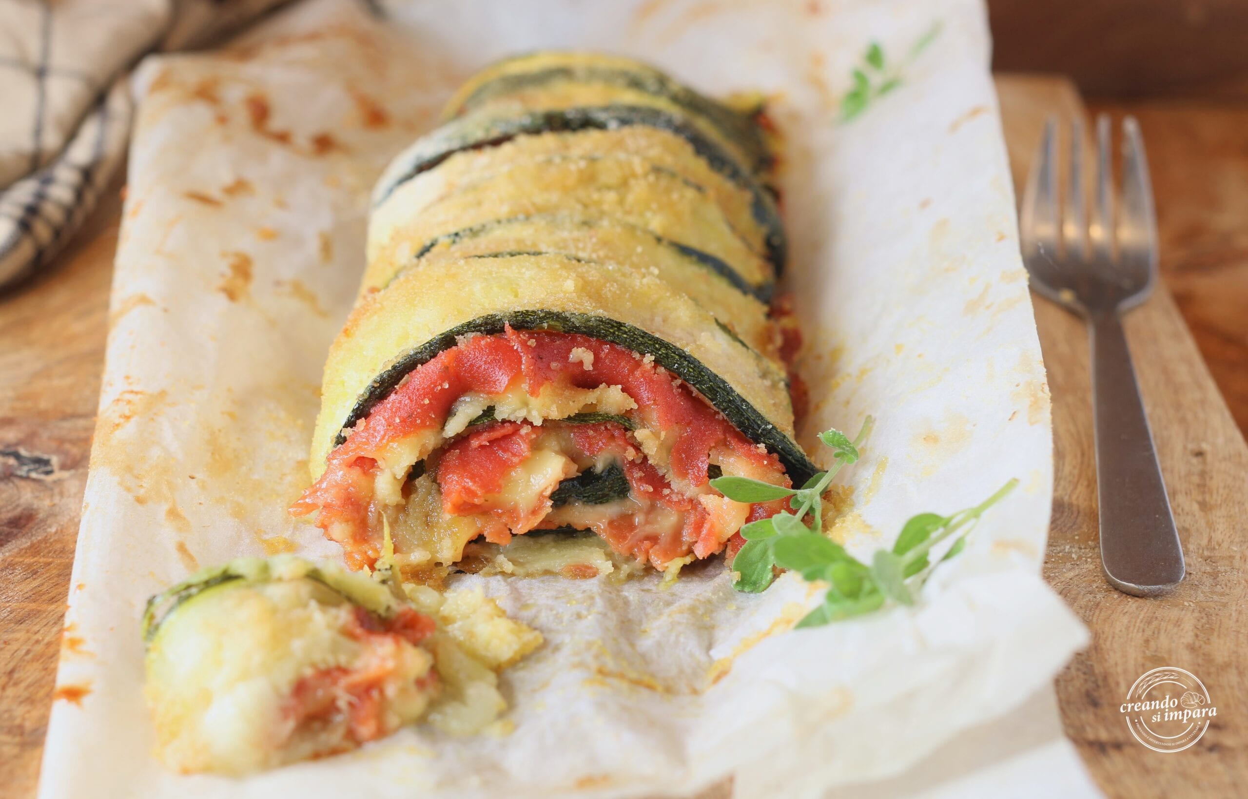 Roulé de courgettes farci