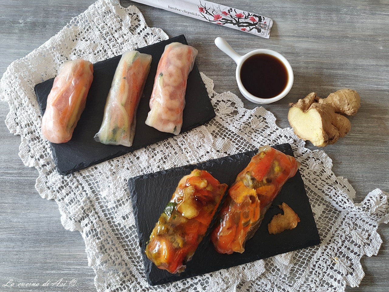 Rouleaux de papier de riz aux légumes et crevettes – frais ou poêlés