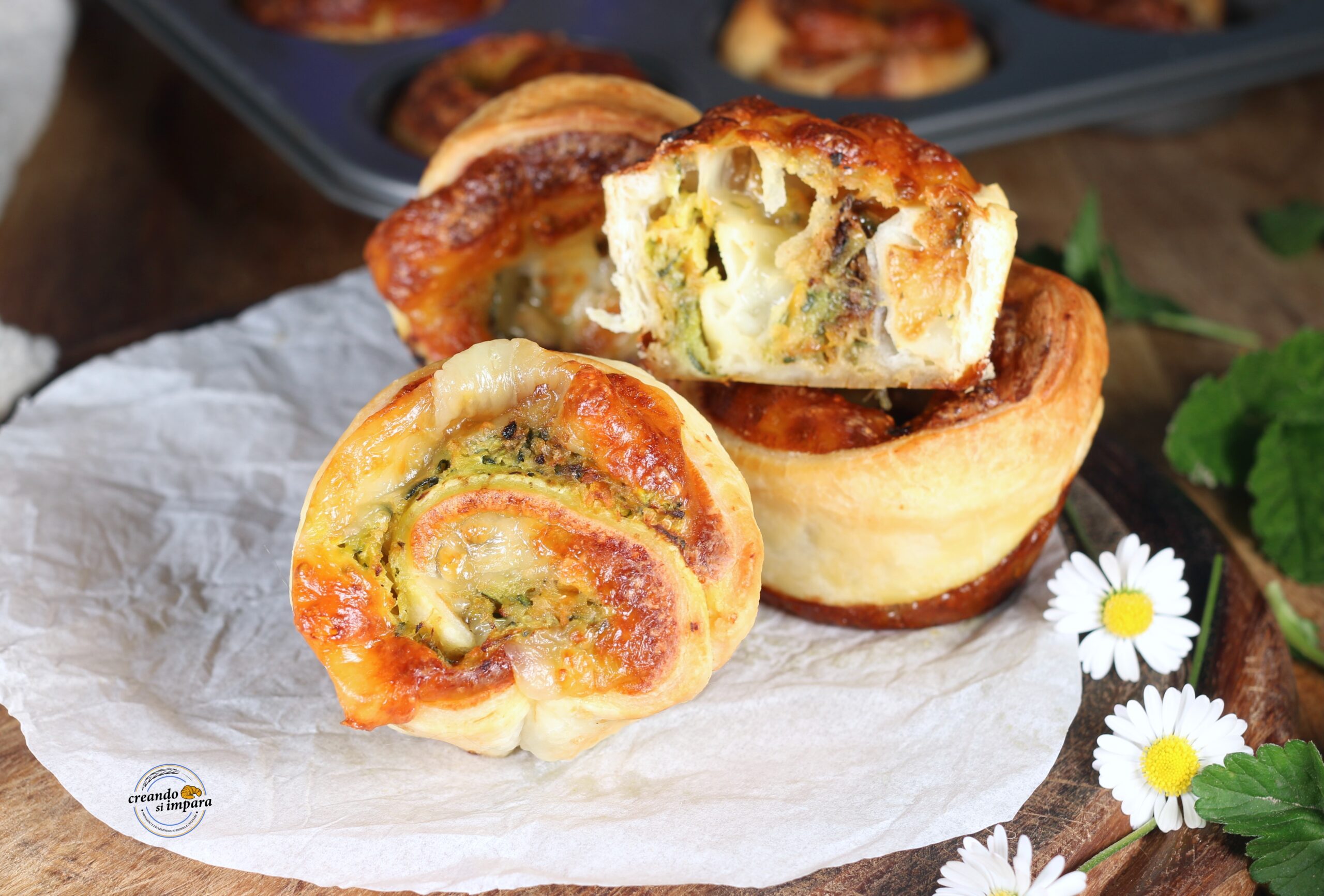 Roulés de pâte feuilletée aux courgettes