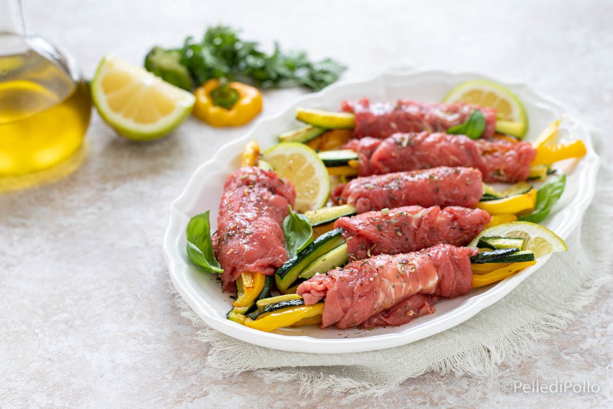 Roulés de carpaccio avec légumes et ricotta