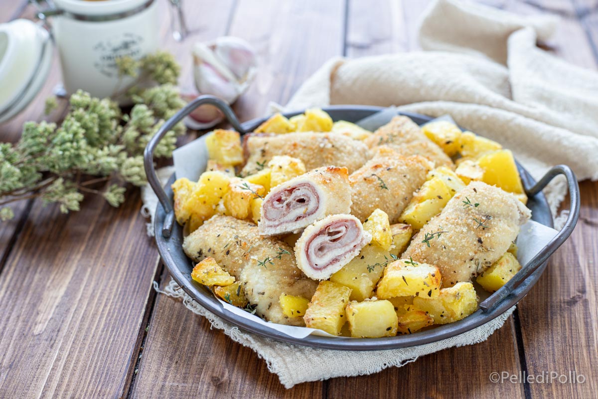 Roulés de poulet avec des pommes de terre