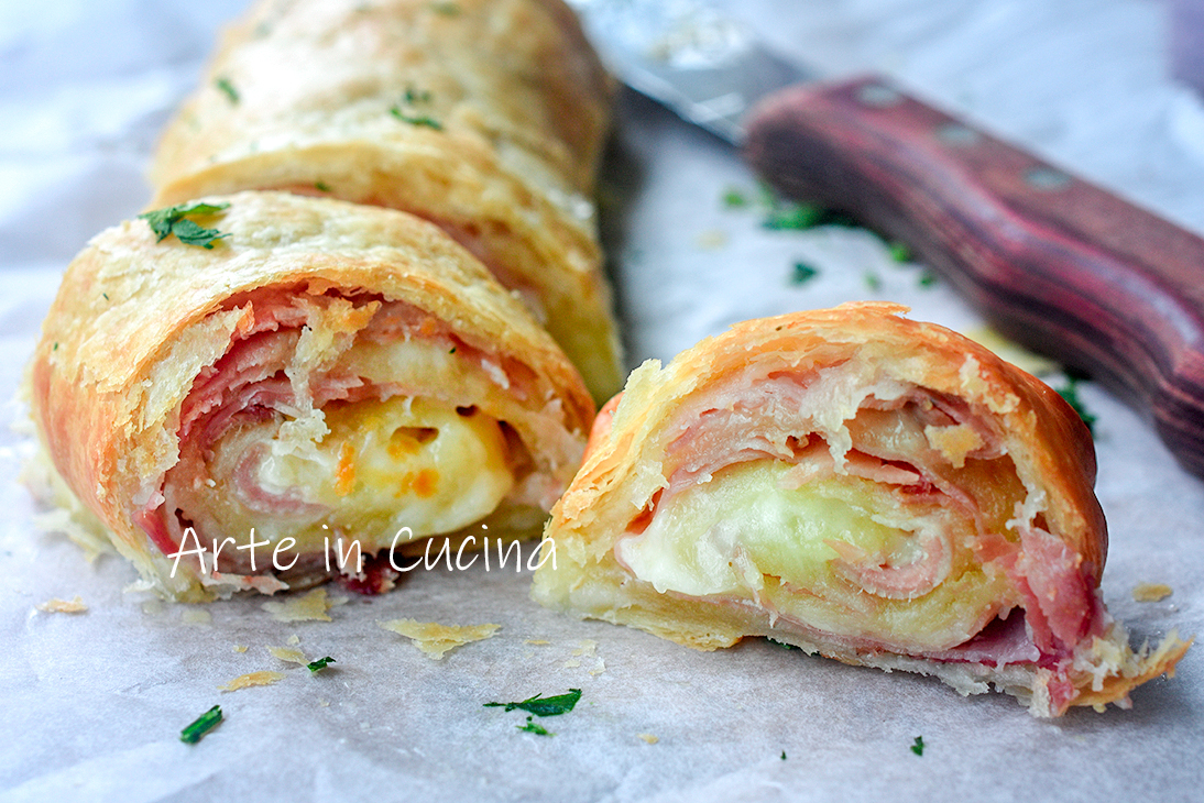 Rouleau de pâte feuilletée au speck et provola