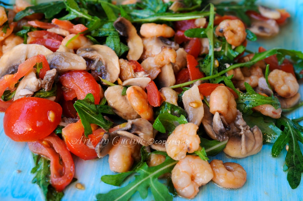 Salade de champignons et crevettes